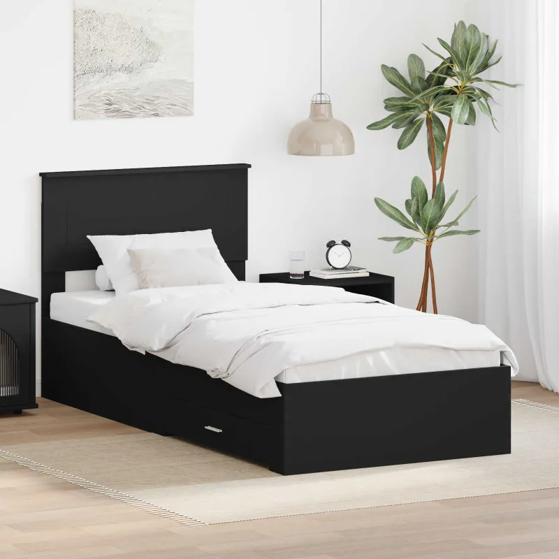 Lovos rėmas Juodas ir sidabrinis 75 x 190 cm Apdirbta mediena