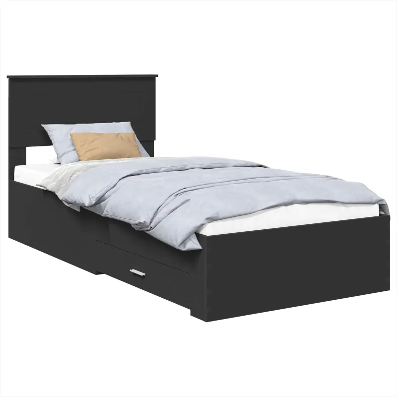 Lovos rėmas Juodas ir sidabrinis 75 x 190 cm Apdirbta mediena