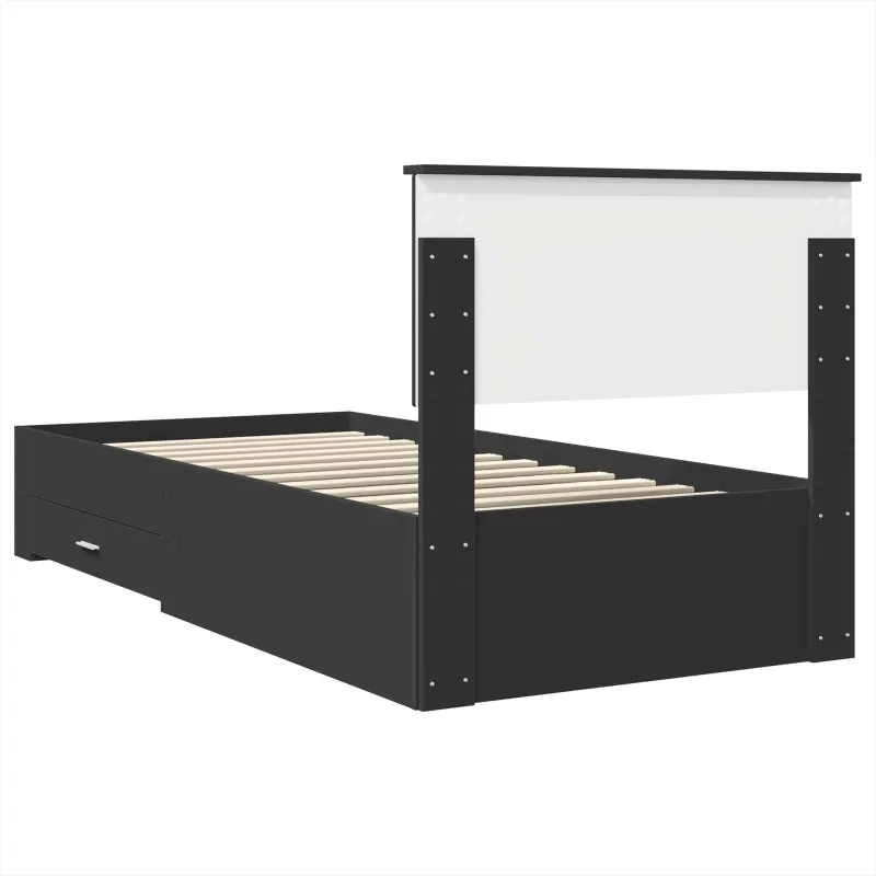 Lovos rėmas Juodas ir sidabrinis 75 x 190 cm Apdirbta mediena