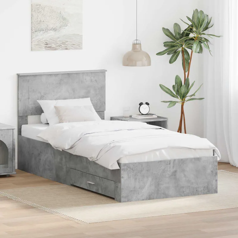 Lovos rėmas su galvūgalio Betono pilko ir sidabro 75 x 190 cm