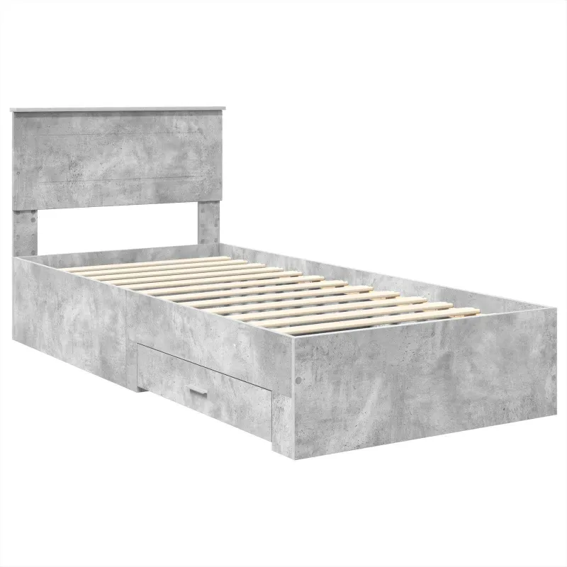 Lovos rėmas su galvūgalio Betono pilko ir sidabro 75 x 190 cm
