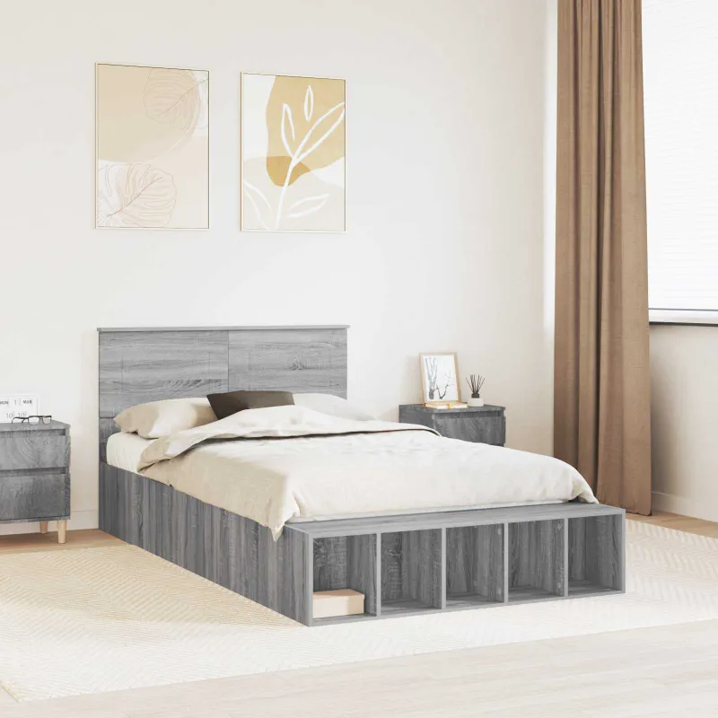 Lovos rėmas Pilkas Sonoma 135 x 190 cm Apdirbta mediena