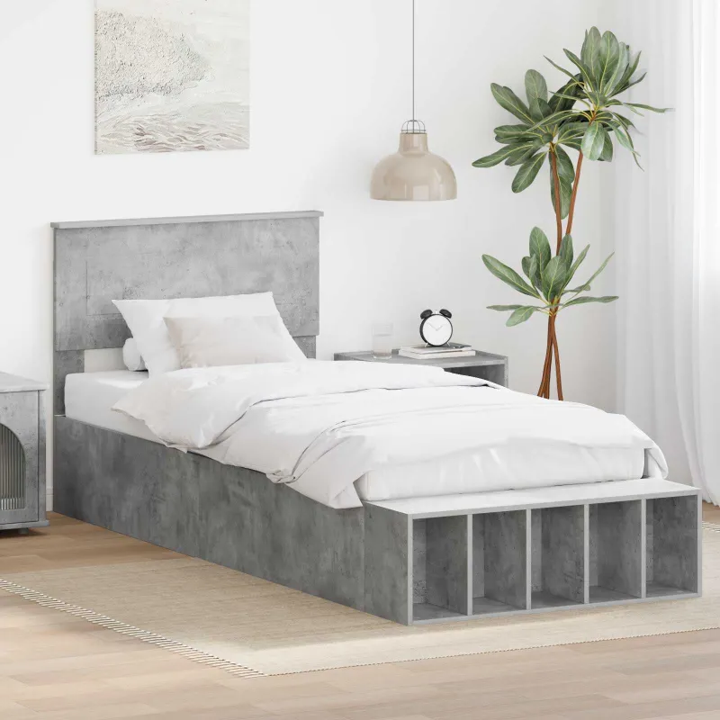 Lovos rėmas Betono pilka 90 x 200 cm Apdirbta mediena