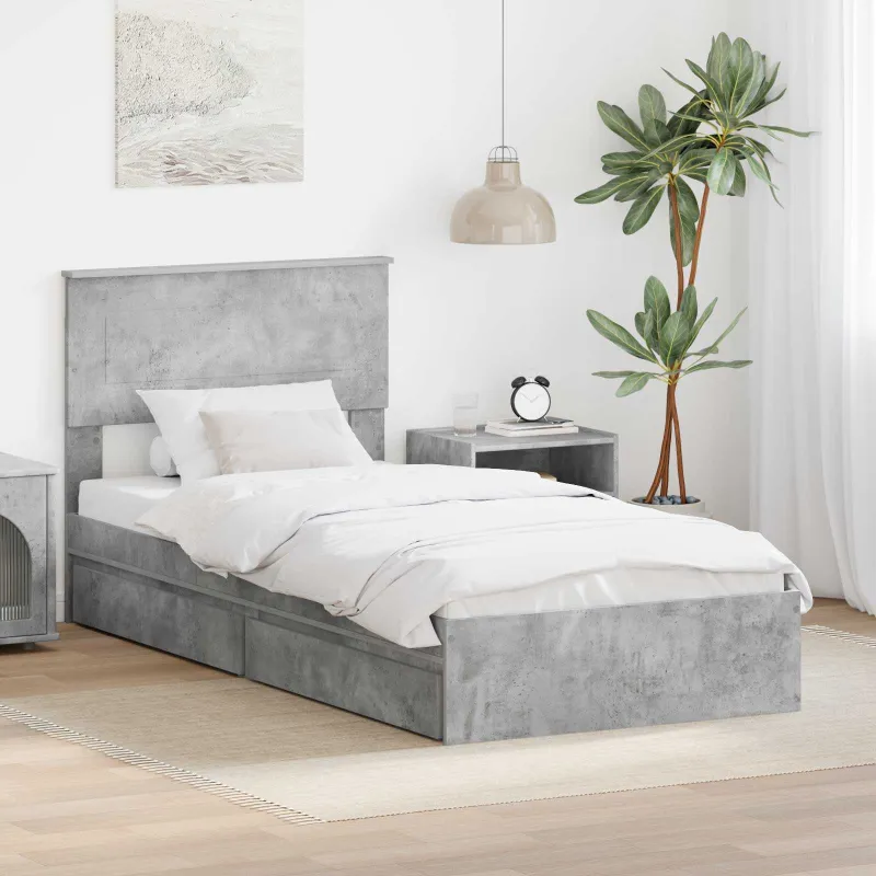 Saugos lova Betono pilka 70 x 190 cm Apdirbta mediena
