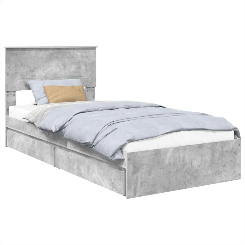Saugos lova Betono pilka 70 x 190 cm Apdirbta mediena