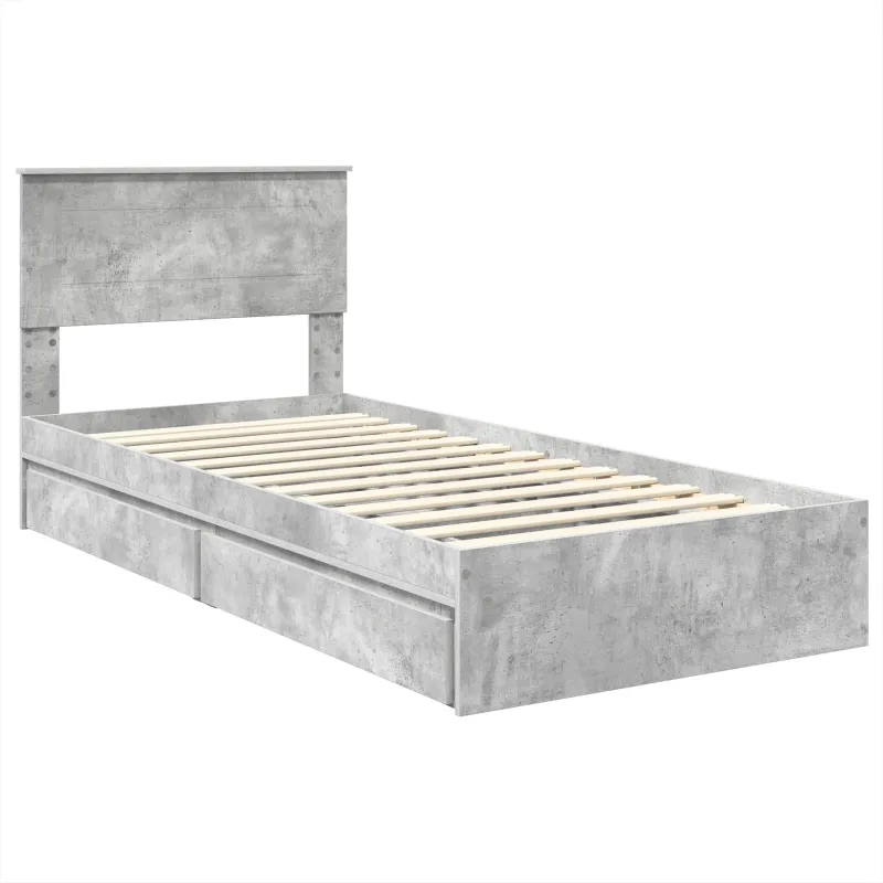 Saugos lova Betono pilka 70 x 190 cm Apdirbta mediena