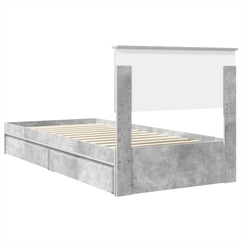 Saugos lova Betono pilka 70 x 190 cm Apdirbta mediena
