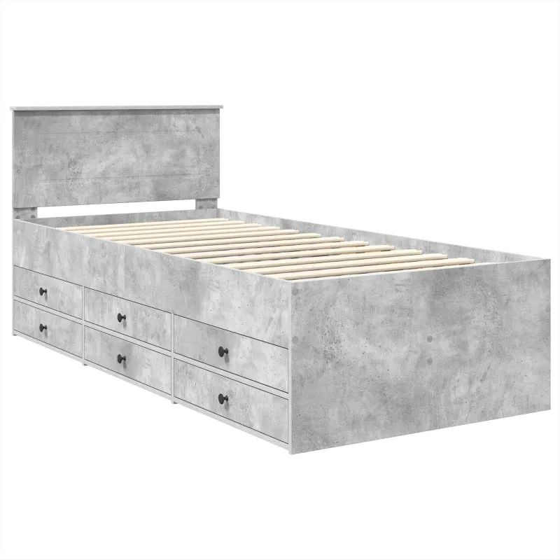 Dienos lova Betono pilka ir juoda 100 x 200 cm Apdirbta mediena