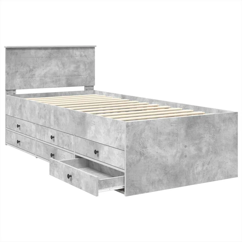 Dienos lova Betono pilka ir juoda 100 x 200 cm Apdirbta mediena