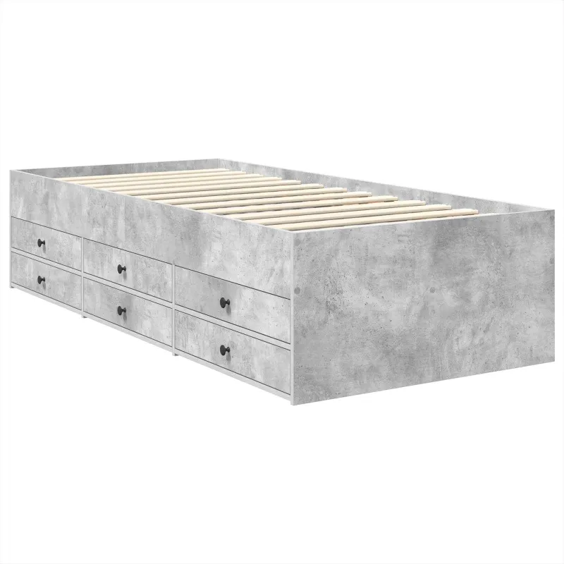 Dienos lova Betono pilka ir juoda 100 x 200 cm Apdirbta mediena