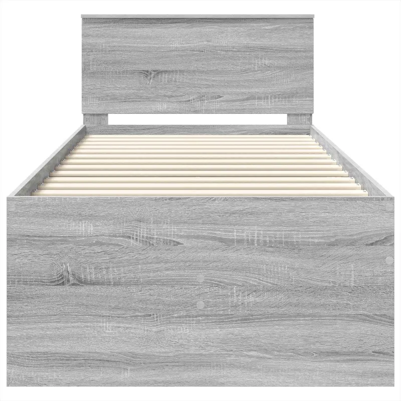 Dienos lova su stalčių Pilkas Sonoma ir juoda 100 x 200 cm