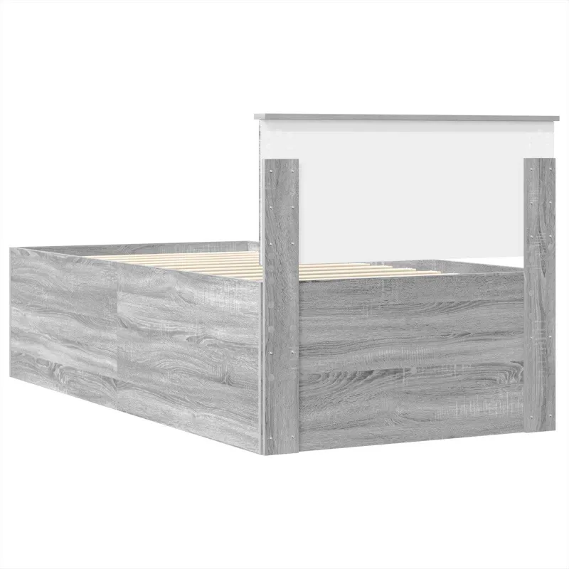 Dienos lova su stalčių Pilkas Sonoma ir juoda 100 x 200 cm
