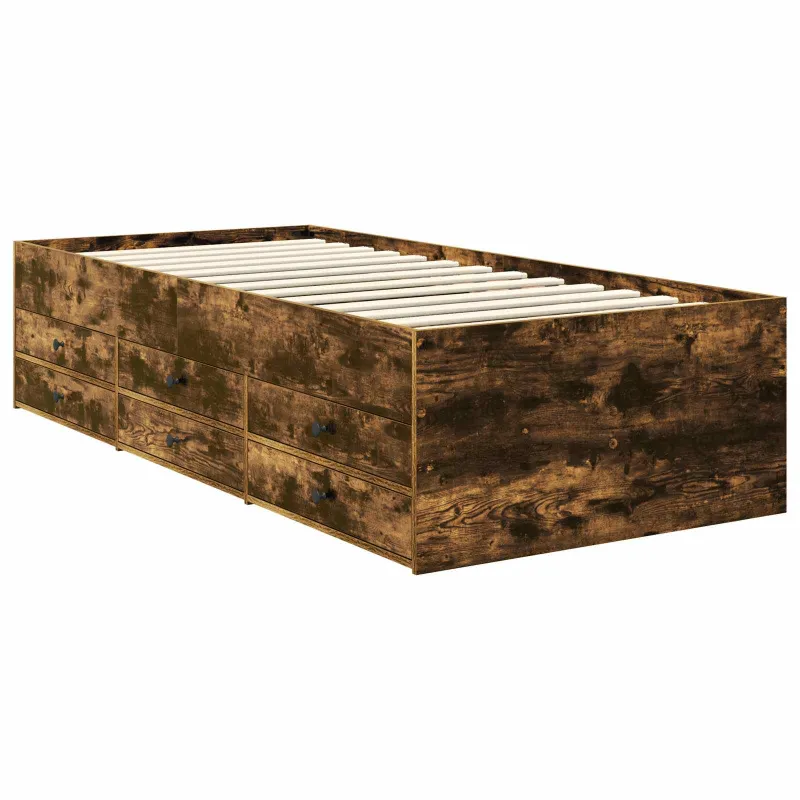 Dienos lova Rūkyto ąžuolo ir juoda 90 x 190 cm Apdirbta mediena