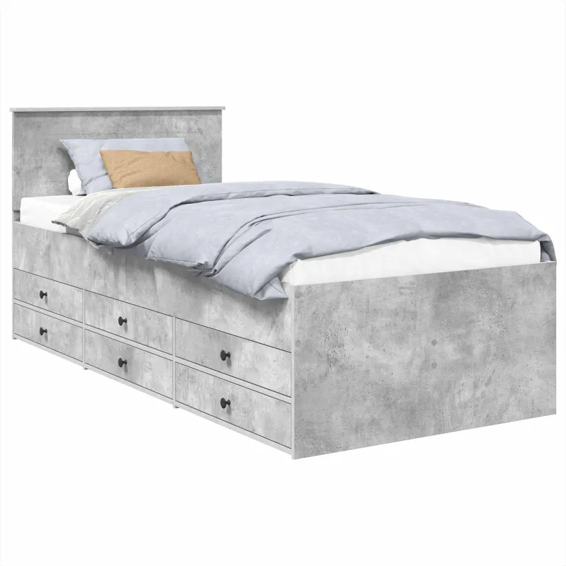 Dienos lova Betono pilka ir juoda 70 x 190 cm Apdirbta mediena