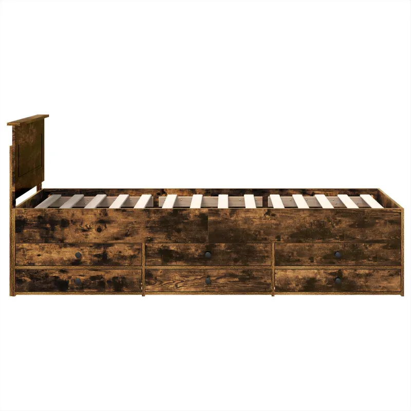 Dienos lova Rūkyto ąžuolo ir juoda 75 x 190 cm Apdirbta mediena