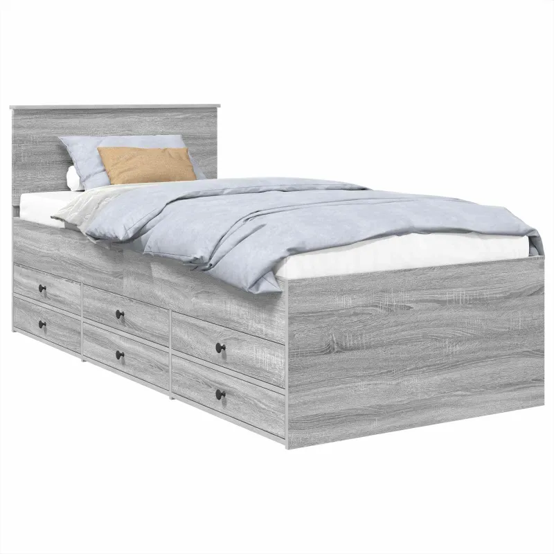 Dienos lova Pilkas Sonoma ir juoda 75 x 190 cm Apdirbta mediena