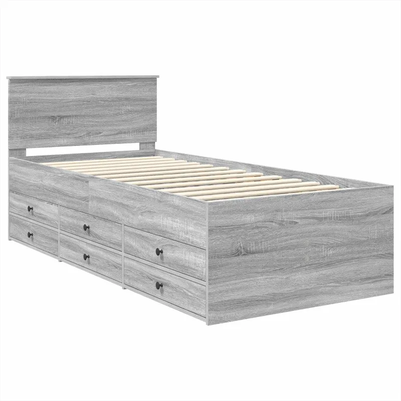 Dienos lova Pilkas Sonoma ir juoda 75 x 190 cm Apdirbta mediena