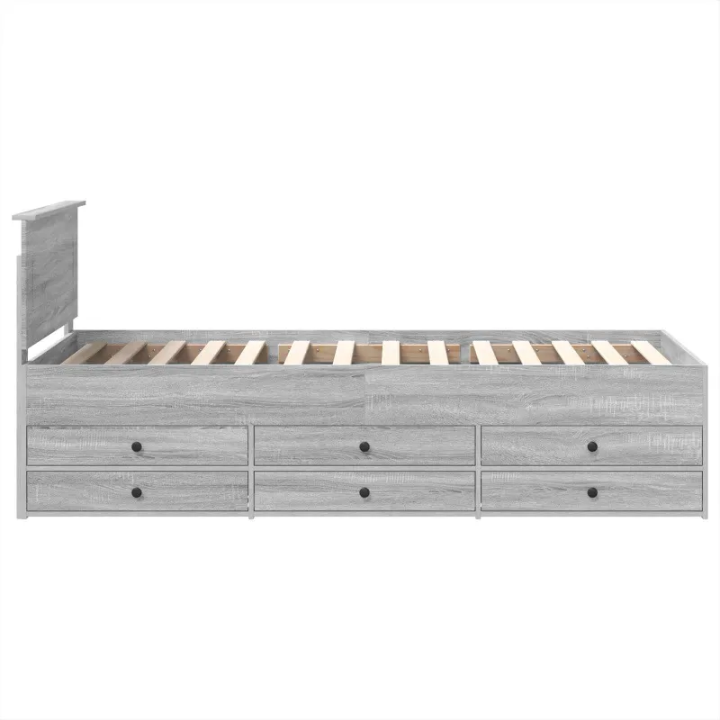Dienos lova Pilkas Sonoma ir juoda 75 x 190 cm Apdirbta mediena