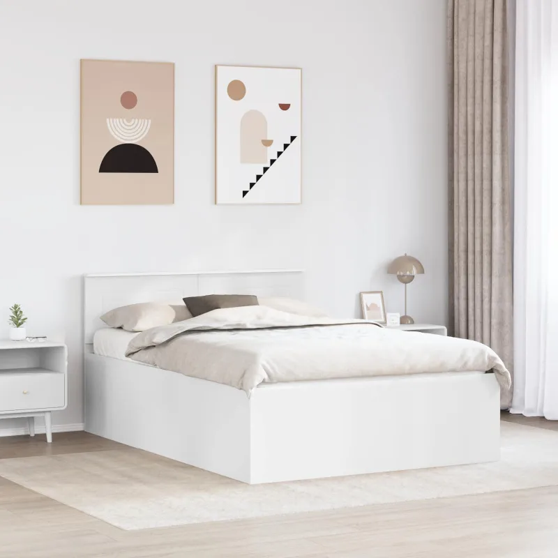 Lovos rėmas su galvūgalio Balta 160 x 200 cm Apdirbta mediena