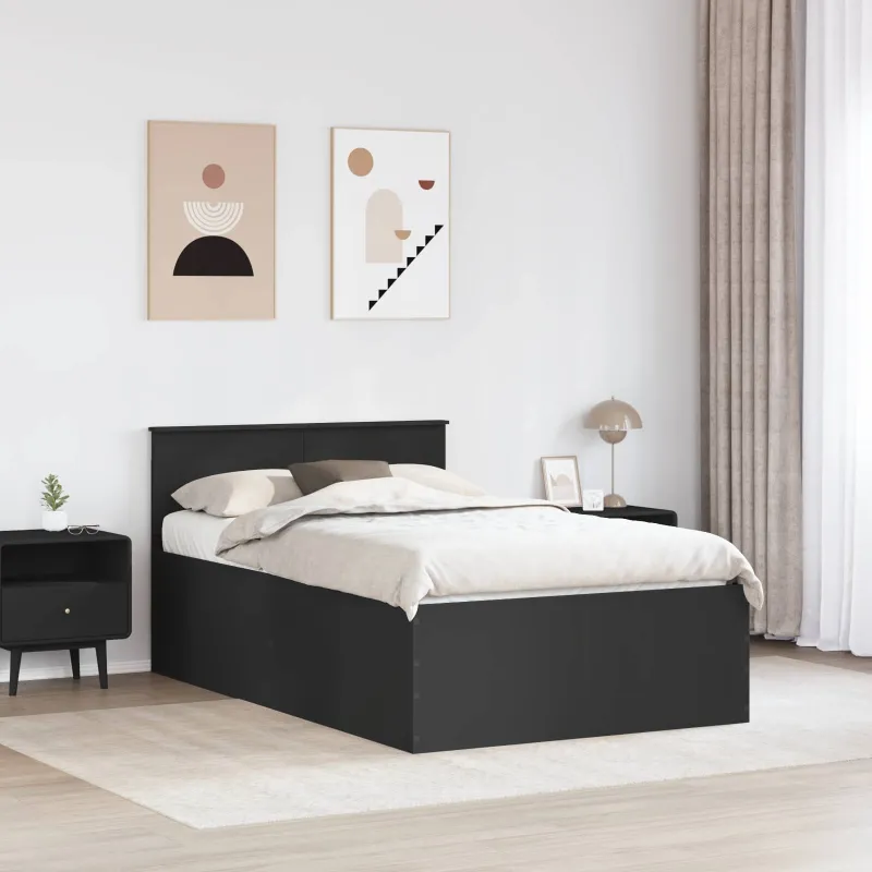 Lovos rėmas su galvūgalio Juoda 135 x 190 cm Apdirbta mediena