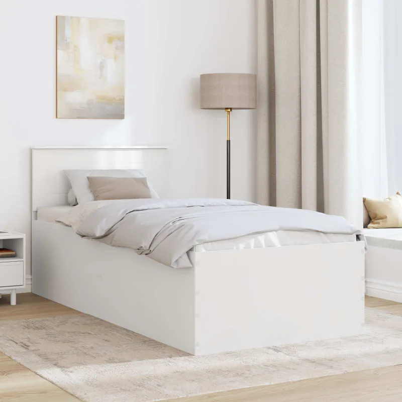 Lovos rėmas su galvūgalio Balta 75 x 190 cm Apdirbta mediena