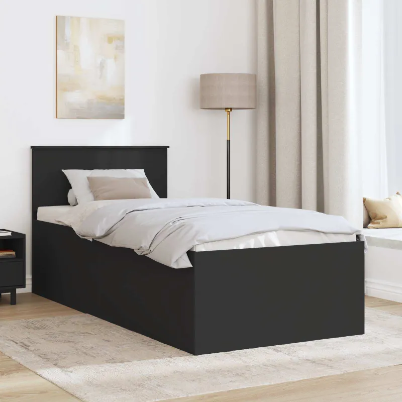 Lovos rėmas su galvūgalio Juoda 75 x 190 cm Apdirbta mediena