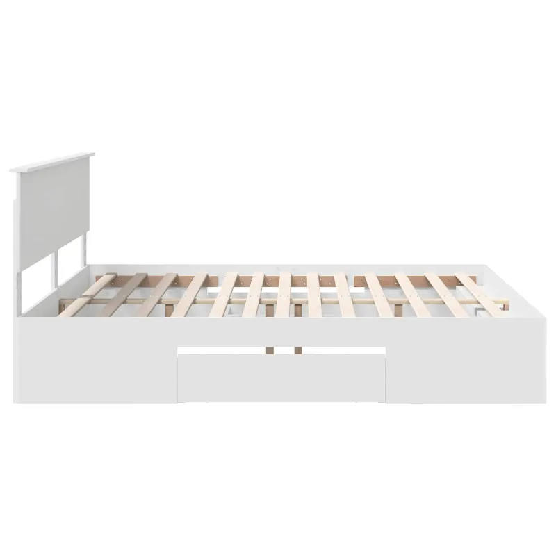 Lovos rėmas su galvūgalio Balta 200 x 200 cm Apdirbta mediena