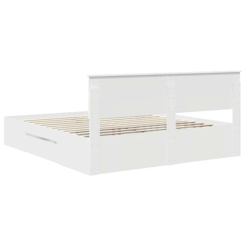 Lovos rėmas su galvūgalio Balta 200 x 200 cm Apdirbta mediena