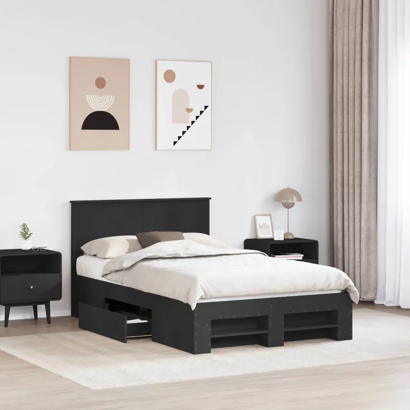 Lovos rėmas su galvūgalio Juoda 137 x 203 cm Apdirbta mediena