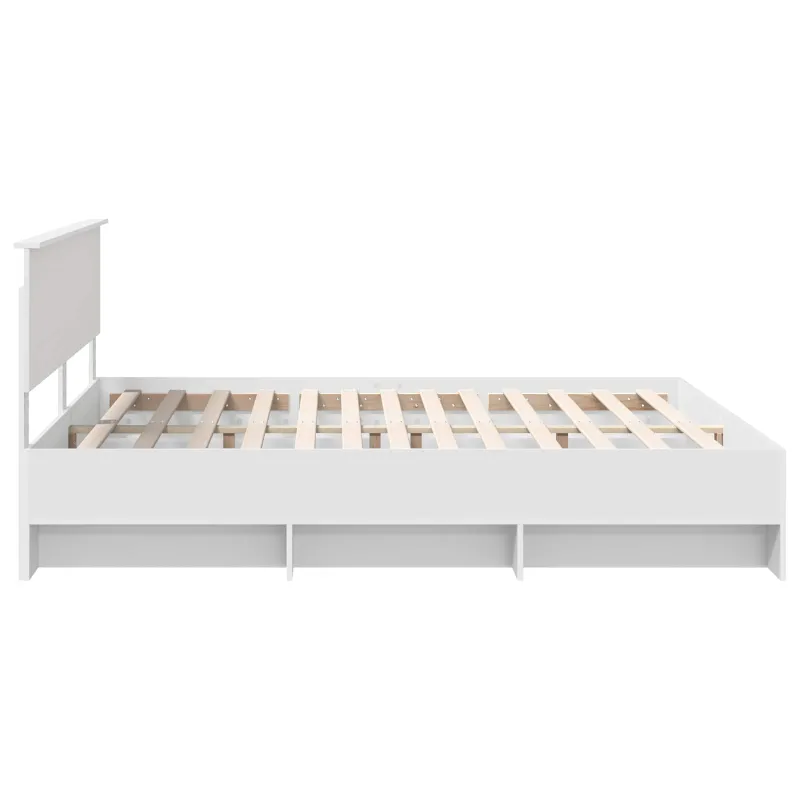 Lovos rėmas su galvūgalio Balta 200 x 200 cm Apdirbta mediena