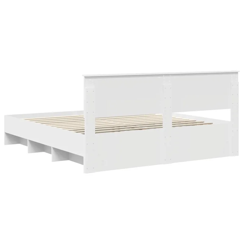 Lovos rėmas su galvūgalio Balta 200 x 200 cm Apdirbta mediena