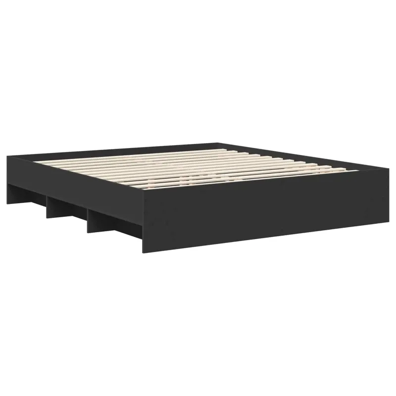 Lovos rėmas su galvūgalio Juoda 200 x 200 cm Apdirbta mediena