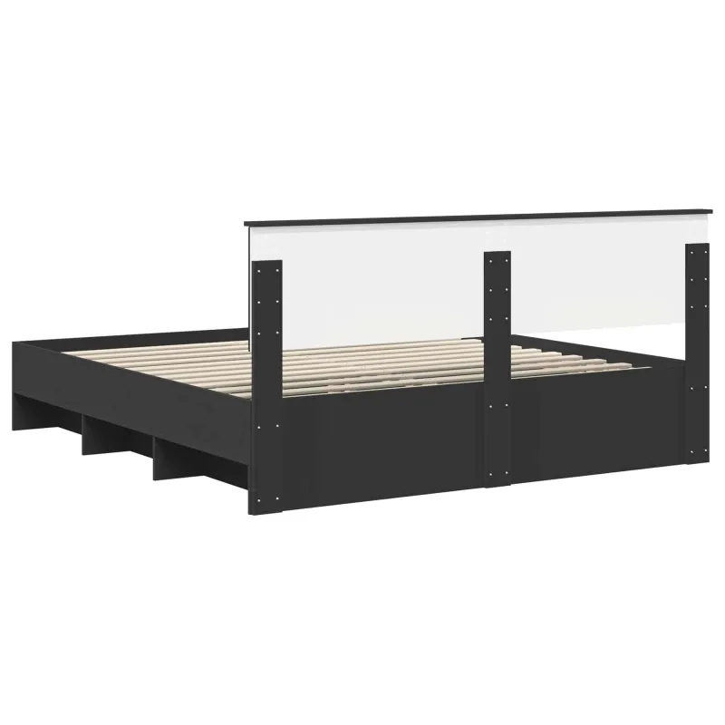 Lovos rėmas su galvūgalio Juoda 200 x 200 cm Apdirbta mediena