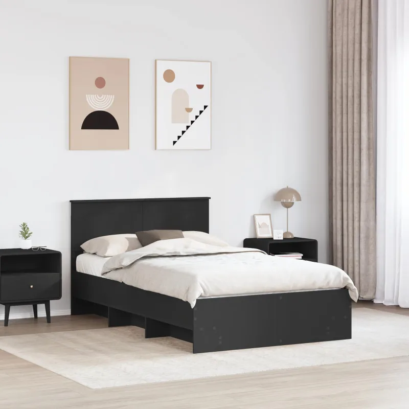 Lovos rėmas su galvūgalio Juoda 137 x 203 cm Apdirbta mediena