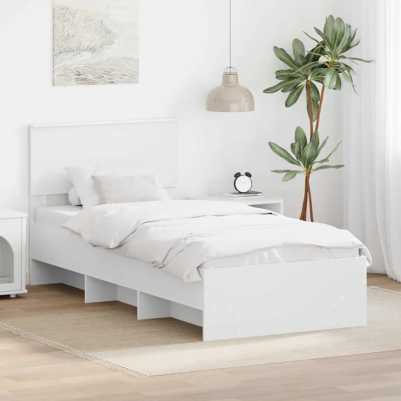 Lovos rėmas su galvūgalio Balta 80 x 200 cm Apdirbta mediena
