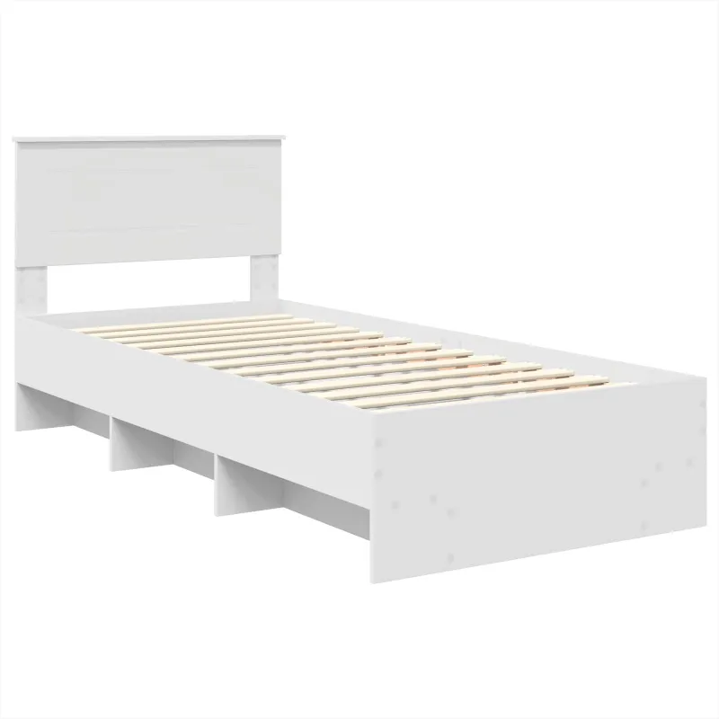 Lovos rėmas su galvūgalio Balta 80 x 200 cm Apdirbta mediena