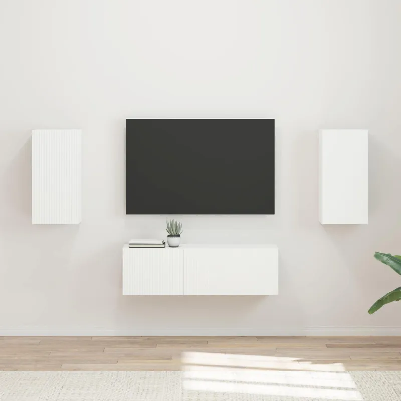 TV sieninio kabineto komplektas 4 pcs Balta Apdirbta mediena