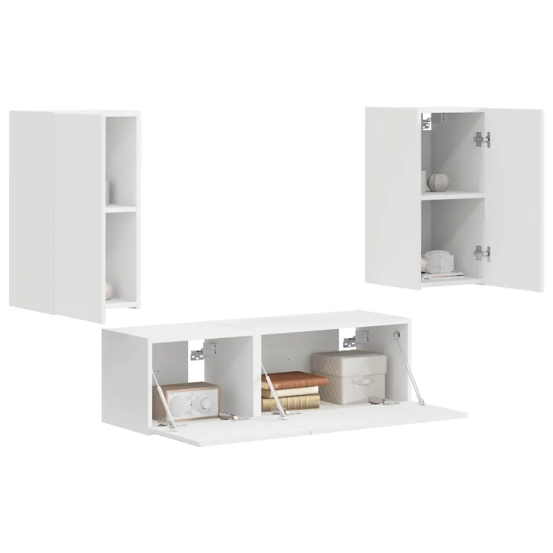 TV sieninio kabineto komplektas 4 pcs Balta Apdirbta mediena