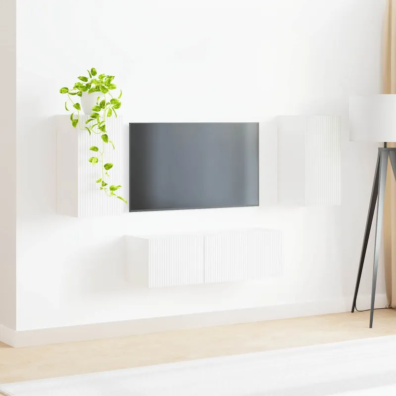 TV sieninio kabineto komplektas 4 pcs Balta Apdirbta mediena