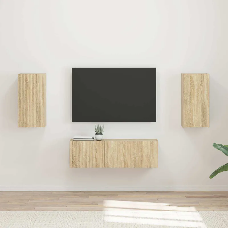 TV sieninio kabineto komplektas 4 pcs Sonoma ąžuolas
