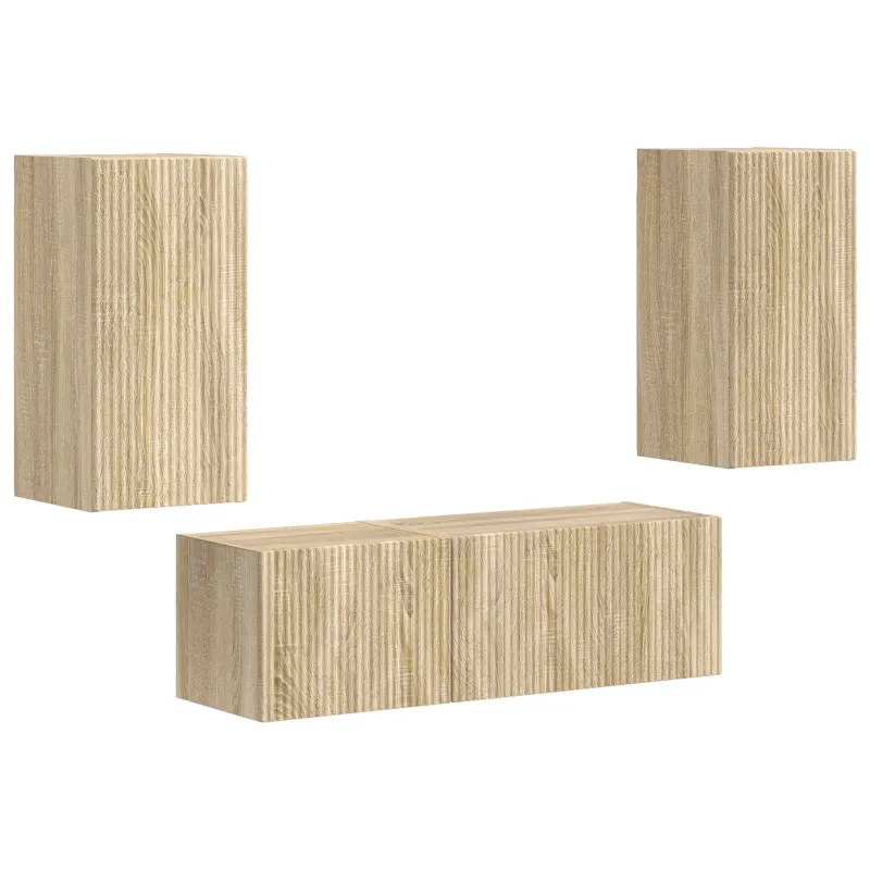 TV sieninio kabineto komplektas 4 pcs Sonoma ąžuolas