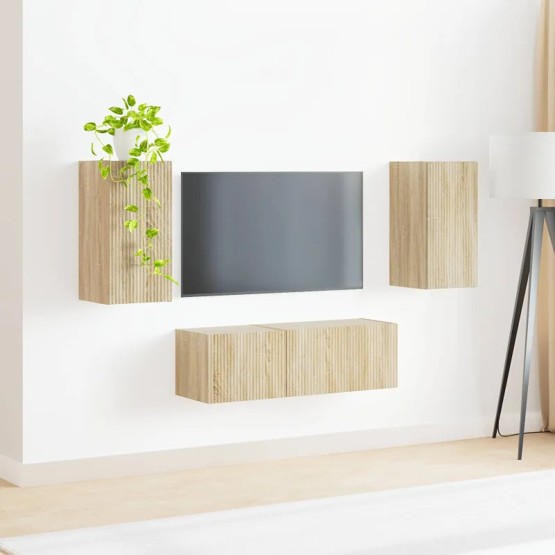 TV sieninio kabineto komplektas 4 pcs Sonoma ąžuolas