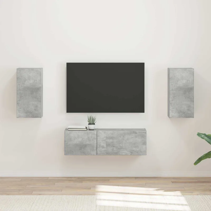 TV sieninio kabineto komplektas 4 pcs Betono pilka