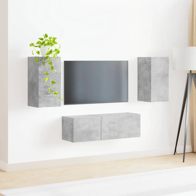 TV sieninio kabineto komplektas 4 pcs Betono pilka