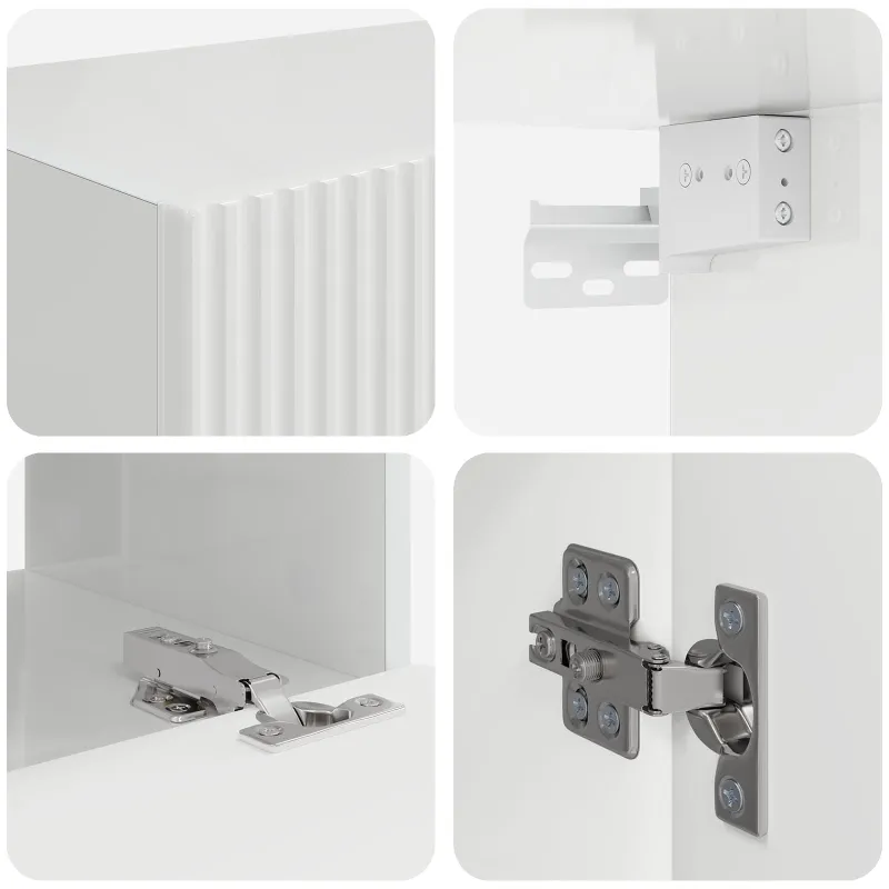 TV sieninio kabineto komplektas 4 pcs Aukštai blizganti balta