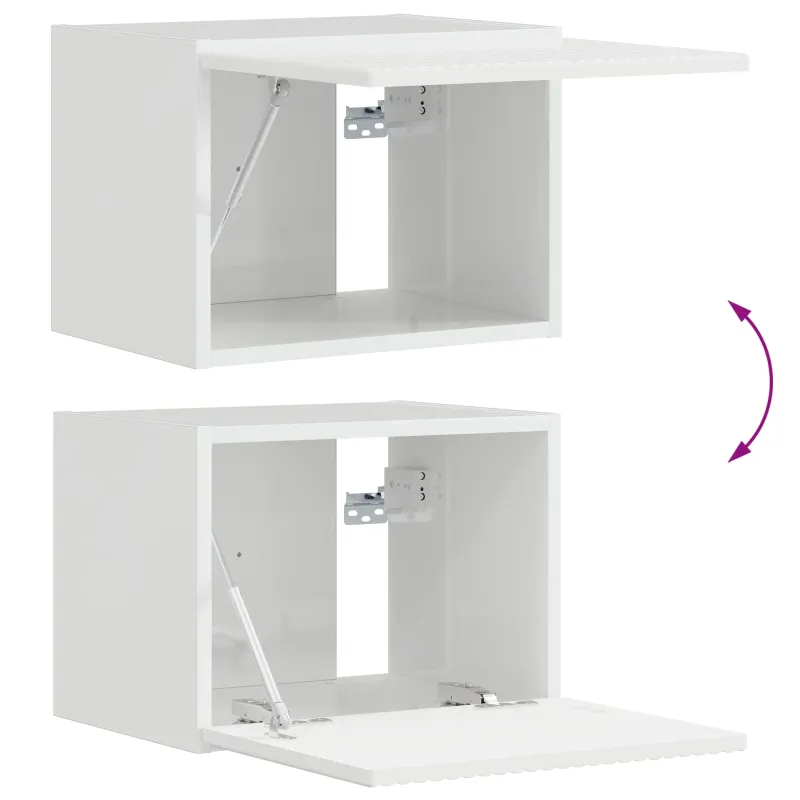 TV sieninio kabineto komplektas 4 pcs Aukštai blizganti balta