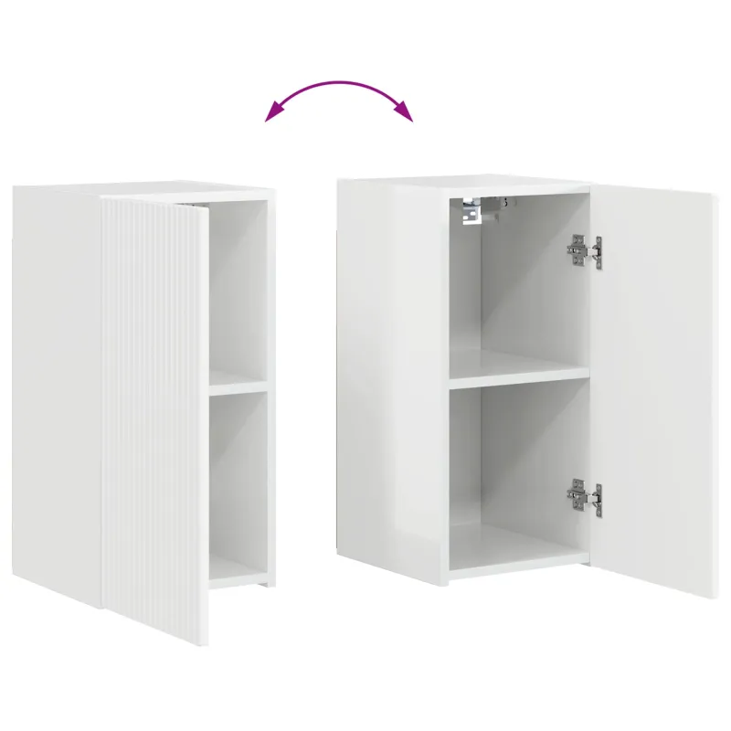 TV sieninio kabineto komplektas 4 pcs Aukštai blizganti balta
