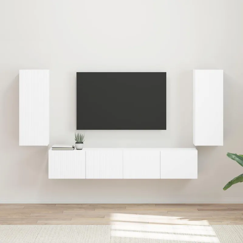 TV sieninio kabineto komplektas 4 pcs Balta Apdirbta mediena