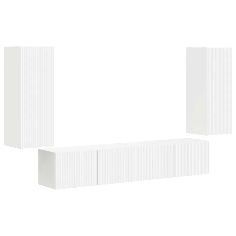 TV sieninio kabineto komplektas 4 pcs Balta Apdirbta mediena
