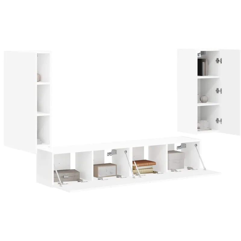 TV sieninio kabineto komplektas 4 pcs Balta Apdirbta mediena